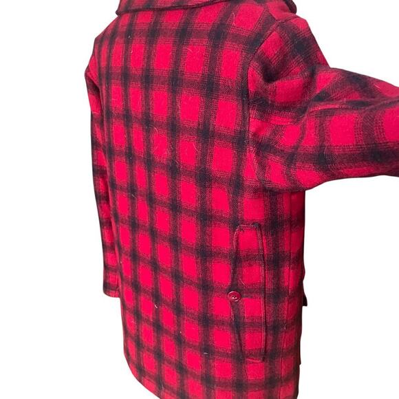 WOOLRICH Vintage Wool Blend Men's Buffalo Plaid Coat - Size 40 - Picture 6 of 14